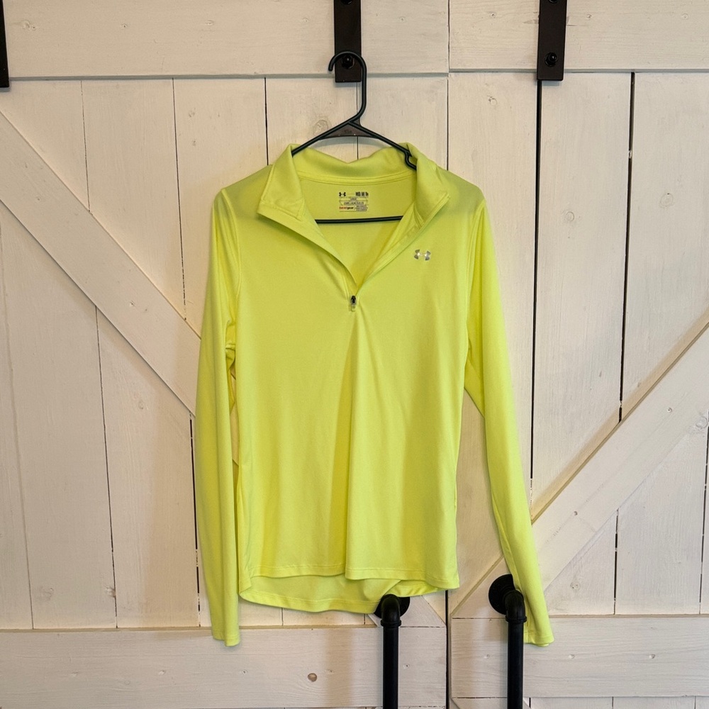 Under Armour Women's Neon Lime Quarter-Zip Long Sleeve Top